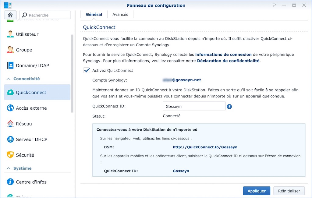 Configuration QuickConnect