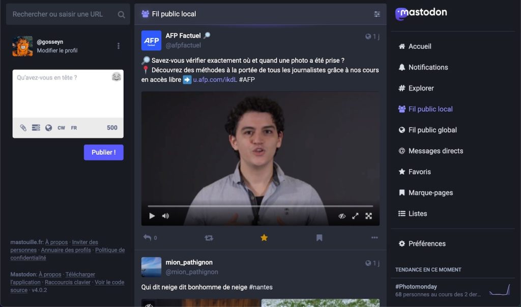 Capture écran Mastodon