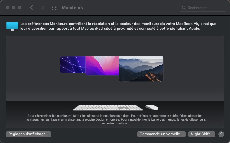 MacOS disposition des moniteurs (image)