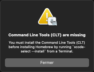 Homebrew command line tools alerte