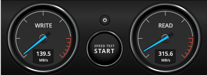 DiskSpeedTest clé USB Sandisk via USB-A début test