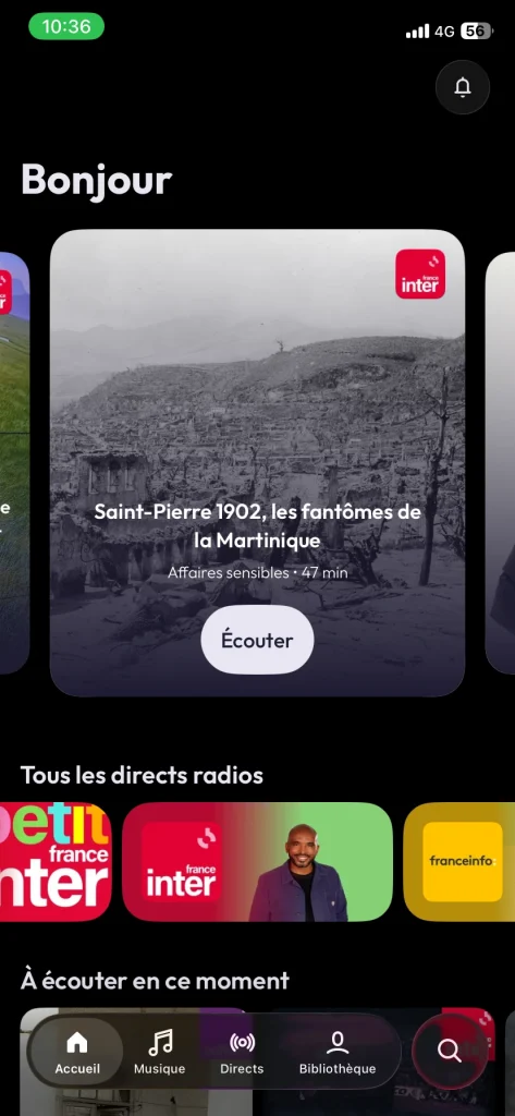 Application Radio France accueil
